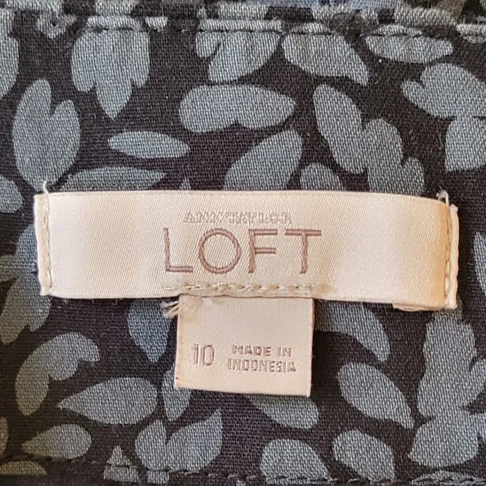 Ann Taylor Loft Black With Green Leaf Pencil Skirt Size 10